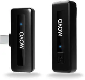 Movo Wireless Mini UC USB-C Wireless Microphone for Android - Wireless Lavalier Mic for Android Phones, Laptops, iPad Pro, and More (1 Transmitter)