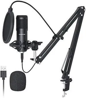 SUDOTACK USB Condenser Podcast Microphone for PC: Studio Microphone Kit with 192KHz/24bit Professional Sound Chipset Cardioid for Recording, Streaming, Gaming, Voice-Over, YouTube, Skype, Twitch