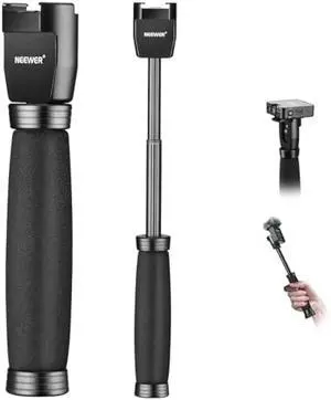 NEEWER Telescoping Interview Mic Handle for Wireless Go, Lavalier Video Microphone Handheld Adapter with Cold Shoes Compatible with RODE DJI SmallRig Mic (MS003)