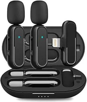 Wireless Lavalier Microphone for iPhone iPad, Lapel Mics Plug-Play 2.4G Ultra-Low Delay Built-in Noise Reduction Chip 36H Working Time for Video Recording Interview Podcast Vlog YouTube