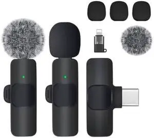(2 Pack Newest Model Wireless Professional Lavalier Microphone for Android, iPhone, iPad, Laptop, Interview, Live Streams, Video Recording, Podcast, Vlog, YouTube, Instagram.
