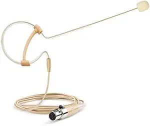 Headset Microphone Headworn Single Earset Over Ear Hanging Condenser Mic Compatible with AKG Wireless System Bodypack Transmitter, Ideal for Singing, Churches, Stage Performance  Beige