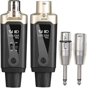 Depusheng T9 Wireless guitar transmitter receiver, Wireless Microphone Transmitter Receiver XLR Microphone Wireless System for Dynamic and condenser Microphone Audio Mixer, With 48V phantom power