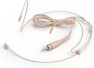 Microphone Headset Headworn Earset Over Ear Hanging Mic for Sennheiser Wireless System Bodypack Transmitter, Ideal for Lectures, Live Performance, Theater, Podcasts  Beige