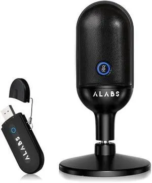ALABS USB Wireless Cardioid Condenser Microphone for Podcast,Gaming and Home Office,100ft Signal Transmission Distance,Streaming Mic with LED Quick Mute Indicator and Noise Cancelling for PC,Mac