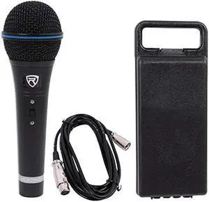 Rockville RMM-XLR Super Cardioid Dynamic Microphone, 600 Ohm, Metal Body, On/Off Switch, 10ft XLR Cable, Black Finish, for Live Performances and Vocals