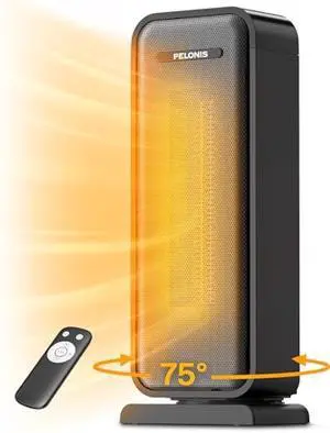 Pelonis 1500w Electric Space Heater for Indoor Use with Thermostat, Oscillation and Remote  Portable Ceramic Heater for Bedroom, Home and for Office Under Desk