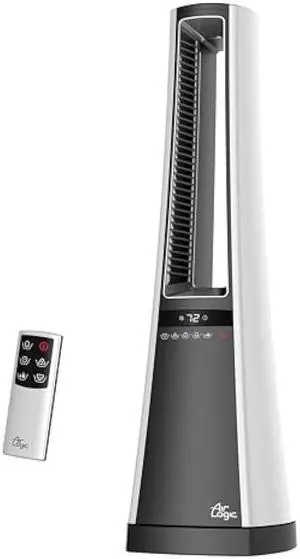 Lasko Oscillating Bladeless Ceramic Tower Space Heater for Home with Enhanced Safety, Adjustable Thermostat, Filter, Timer and Remote Control, 27 Inches, Silver, 1500W, AW300
