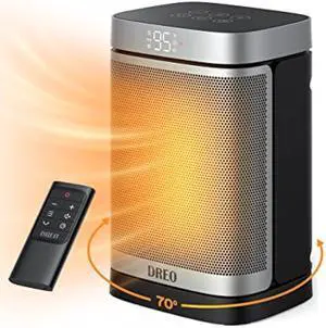 Dreo Space Heater, 1500W Portable Electric Heaters for Indoor Use, PTC Ceramic Heater for Office with Remote, Thermostat, 70°Oscillation, 12H Timer, 5 Modes, Safe Quiet Room Heater for Bedroom