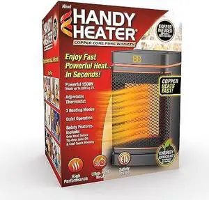 Ontel Handy Heater Turbo Wall Outlet Small Space Heater with Adjustable Thermostat, Programmable 12-Hour Timer, Auto Shut Off - Quiet, Space-Saving, Ceramic (Packaging May Vary) (Copper Core)