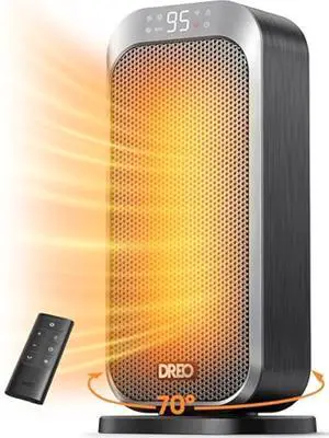 Dreo Quiet Space Heater, 1500W Portable Heaters for Indoor Use with Remote, 70° Oscillation, Fast and Safety Electric PTC Ceramic for Desk Office Bedroom, 12H Timer