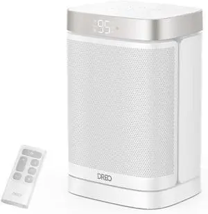 Dreo Atom One Space Heater with Remote, 70°Oscillating Electric Heaters with Digital Thermostat, 1500W PTC Ceramic Heater, 12h Timer, Quiet Safety Heating, Portable Heater for Home Office