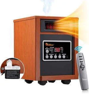 Dr Infrared Heater DR-998, 1500W, Space Heater with Humidifier, Oscillation Fan & Remote Control (Cherry)