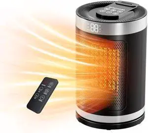 Small Space Heater, Portable Electric Heater with Temperature Sensor for Indoor Use, Digital Display, 1-12H Timer, Eco and Fan Mode,1500W PTC Ceramic Fast Safety Heat for Office,Bedroom, Tiny Home