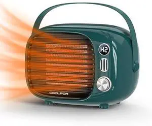 Space Heater, 800W/500W Small Desk Heater with Temperature Control, Safe and Quiet Ceramic Desktop Heating Fan for Home Bedroom Office Desk Indoor Use, Dark Green