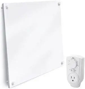 EconoHome Wall Heater Panel with Thermostat - Electric Wall Mounted Heater for Indoor Use - 400Watt Convection Heater - Perfect for Rooms Up to 120 Sq Ft - 120V - Updated Model