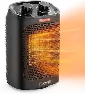 ECOWELL 1500W Portable Space Heater for Indoor Use, 60°Oscillating,Small Electric Heater Fan with Adjustable Thermostat for Bedroom Office Desk