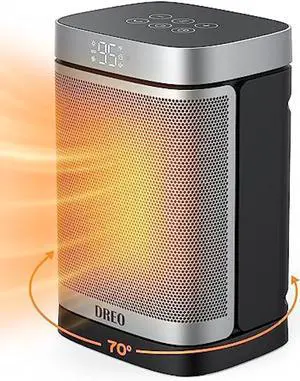 Dreo 1500W Space Heater, 70° Oscillating Portable Heater for Indoor Use, Digital Thermostat, 4 Modes, 12h Timer, Personal Electric Heater PTC Ceramic Heater Quick Safety Heating for Home Office