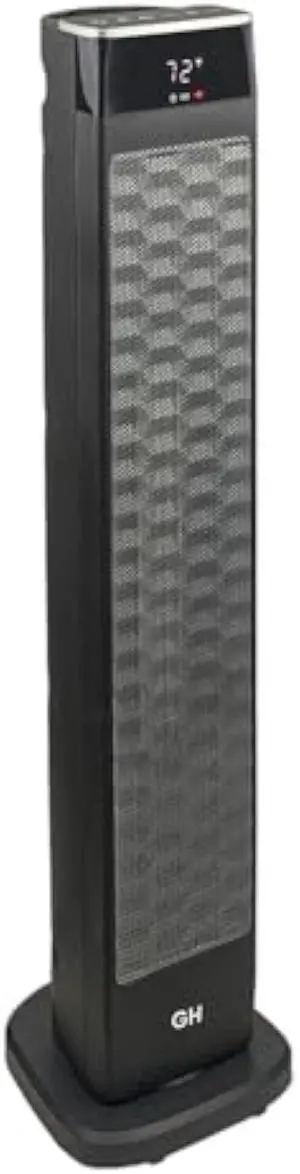 Good Housekeeping Oscillating Ceramic Tower Space Heater with Remote, 30, Black