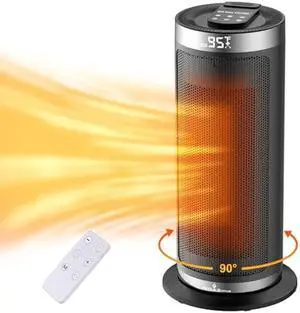 Space Heater,1500W Portable Electric Heaters for Indoor Use with Remote&Thermostat,4 Modes,12h Timer,90°Oscillation,Digital Display, PTC Fast Heating Ceramic Heater for Bedroom Office