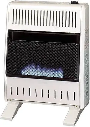 ProCom MN200TBA-B Ventless Natural Gas Blue Flame Space Heater with Thermostat Control for Home and Office Use, 20000 BTU, Heats Up to 950 Sq. Ft., Includes Wall Mount and Base Feet, White