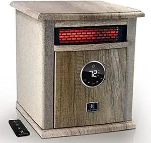 Heat Storm Portable Electric Space Heater, 1500-Watt Cabinet Infrared Quartz Element Heater With Digital Thermostat, Remote Control, washable Filter Modern Design (Beige)
