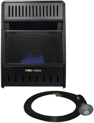 ProCom ML100TBAHR Ventless Propane Gas Blue Flame Space Heater with Thermostat Control for Living Room, Bedroom, Home Office, 10000 BTU, Heats Up to 300 Sq. Ft., Includes Wall Mount, Black