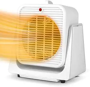 Heater and Fan Combo for Desk, 2 in 1 Heater Fan w/Fast Heating & Fan Modes, 45° Adjustable Angle, Overheated & Tip-Over Protection, Portable Heater and Cooler fan for Office, Bedroom, Indoor Use