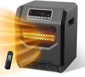 Infrared Space Heater 3 Mode 1500W Electric heater with 6 Quartz Infrared Element Child Lock Timer Remote for Indoor Use WEWARM