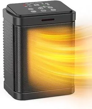 1500W Small Space Heater, PTC Ceramic Heater, Portable Space Heater with Thermostat, Safety Protection, 2S Fast Heating, ECO Mode, 24H Timer, Safe for Office Use