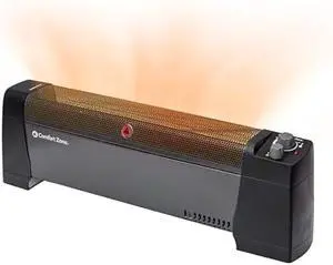 Comfort Zone 1500W Convection Baseboard Heater with Built-In Thermostat, Overheat & Tip-Over Protection, Dent-Proof Ends, Plug-In Portable, Ideal for Home, Bedroom & Office, Black
