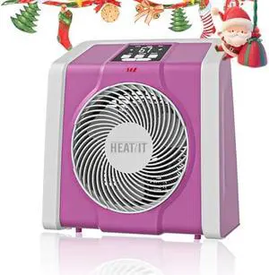HEATIT Space Heater for Indoor, Digital Display with Thermostat, 1-12H Timer, Fan Mode,1500W/750W, Electric Space Heater for Office, Bedroom,Pink,10.6Dx7.0W x 11.8H
