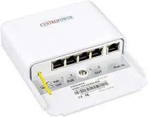 Outdoor 5 Port PoE Switch/Extender/Booster, 60W 48V 10/100/1000M POE Passthrough Switch Outdoor Ethernet ExtenderPoE Repeater,6KV Lightning Protection, IEEE 802.3af/at/bt, by CENTROPOWER