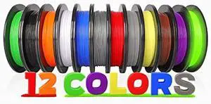 PLA Pro 3D Printer Filament Packs 1.75mm, dikale 12 Packs Assorted Colors, Neatly Wound 500g(1.1lbs) per Spool Refills PLA+, in Total 6KG Bundles, Fit for FDM Ender 3 3D Printer etc
