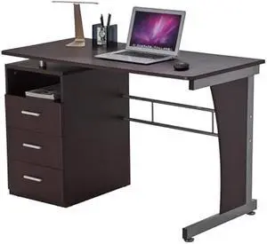48 Computer Desk with Drawers, Home Office Desk with Storage, Heavy Duty and Water Resistant Study Table, Chocolate Brown