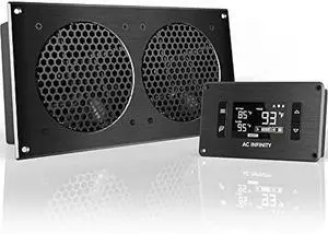 AC Infinity AIRPLATE T7, Quiet Cooling Fan System 12 with Thermostat Control, for Home Theater AV Cabinets