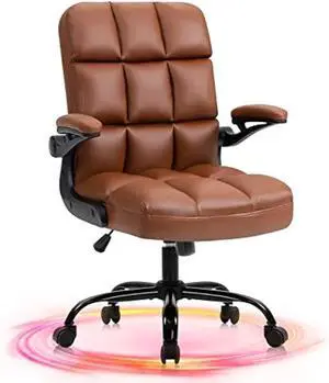 SEATZONE Home Office Chair Ergonomic Desk Executive Chair Computer Task Chair, Rolling Swivel Chair with Arms,Brown