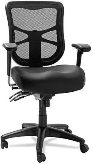 Alera EL4215 Elusion Series Mesh Mid-Back Multifunction Chair, Black Leather