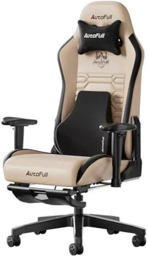 AutoFull C3 Gaming Chair, Racing Style Gaming Chair with Ergonomic Lumbar Support,Adjustable High Back PU Leather PC Chair with Footrest,Brown