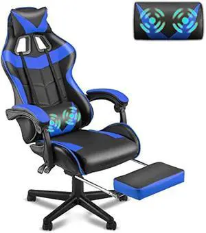 Soontrans Gaming Chair with Footrest,Computer Office Chair, Ergonomic Gamer Chair with Height Adjustment,Headrest and Lumbar Support Gamer Chair(Storm Blue)