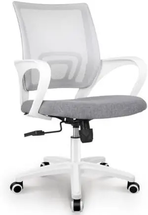 NEO CHAIR Office Desk Computer Chair Ergonomic Mesh Gaming Mid Back Seat with Comfy Lumbar Support Adjustable Height Swivel for Home Task (Grey)