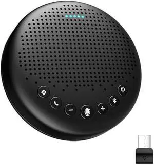 EMEET Conference Speaker and Microphone Luna 360° Voice Pickup w/Noise Reduction/Mute/Indicator USB Bluetooth Speakerphone w/Dongle for 8 People Daisy Chain for 16 Compatible with Leading Software