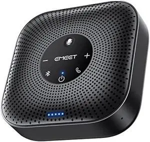 EMEET Conference Speakerphone M0 Plus, 4 AI Mics 360° Voice Pickup, Noise Reduction, USB C Speaker, Bluetooth Conference Speaker for 8 People w/Daisy Chain for 16 Compatible with Leading Software