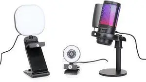 Live Video Streaming Kit, Includes 1080p 30 FPS Webcam, RGB USB Microphone, Adjustable LED Light for Twitch, YouTube, Podcast and WFH. for PC and Laptop (Not Console)