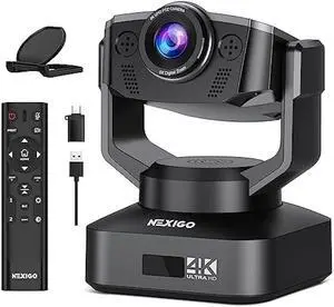 Zoom Certified, NexiGo N990 (Gen 2) 4K PTZ Webcam, Video Conference Camera System with 5X Digital Zoom, Sony_Starvis Sensor, Position Preset, Dual Stereo Mics, 3.5mm Audio Jacks for External Mics