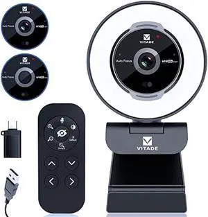 Zoomable Webcam with Remote Control, 1080P 60FPS Streaming with Ring Light and Microphone, Pro USB Webcam with 5X Digital Zoom and Privacy Cover for Zoom/Skype/Teams/PC/Laptop/Mac Zoomable Webcam with Remote Control, 1080P 60FPS Streaming with Ring Light and Microphone, Pro USB Webcam with 5X Digital Zoom and Privacy Cover for Zoom/Skype/Teams/PC/Laptop/Mac