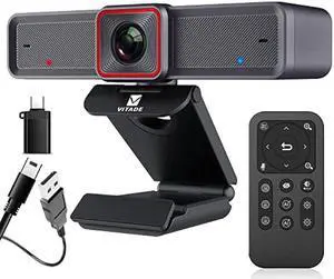 4K Webcam with AI-Powered Framing,Remote Control Web Camera/10X Digital Zoom 4k 30fps Web cam with USB 3.0 HDR/Dual Noise Cancelling Microphones for PC Mac, Streaming, Video Call, Zoom, Skype