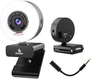 NexiGo N960E Pro 60FPS Webcam with Mic/Headset Jack and Extra USB Port, 1080P Web Camera with Light, Fast AutoFocus, Built-in Privacy Cover, for Zoom Meeting Skype Teams Twitch