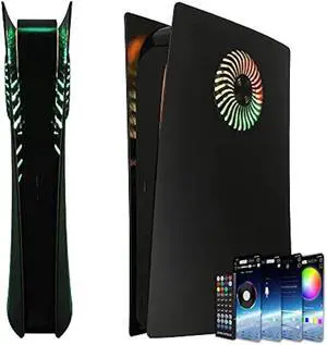 Faceplate with RGB Light Strip for PS5 Digital Edition DOBEWINGDELOU 400+ Effects LED Light Ring Console Cover for PS5 Digital Edition DIY Decoration Kit Accessories Black