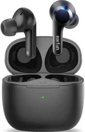 EarFun® Air True Wireless Earbuds, Bluetooth Earbuds with 4 Mics, Sweatshield IPX7 Waterproof with Volume Control, USB-C Fast Charge, in-Ear Headphones with Wireless Charging, Deep Bass, 35H Playtime